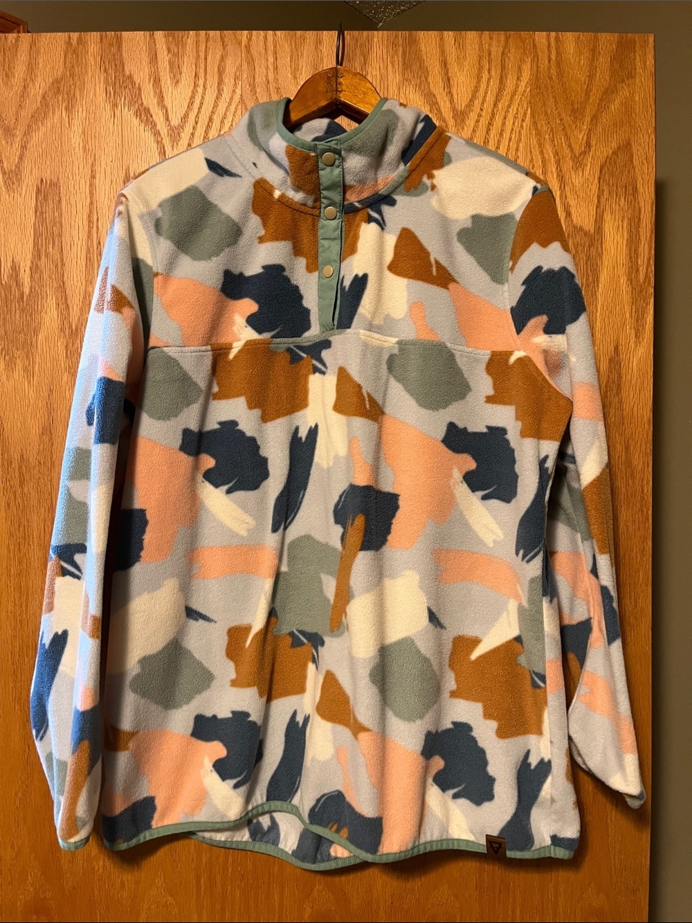 LIFE. INTEGRITY. EARTH® Cozy Fleece Jacket in Sage & Multi Abstract Print
